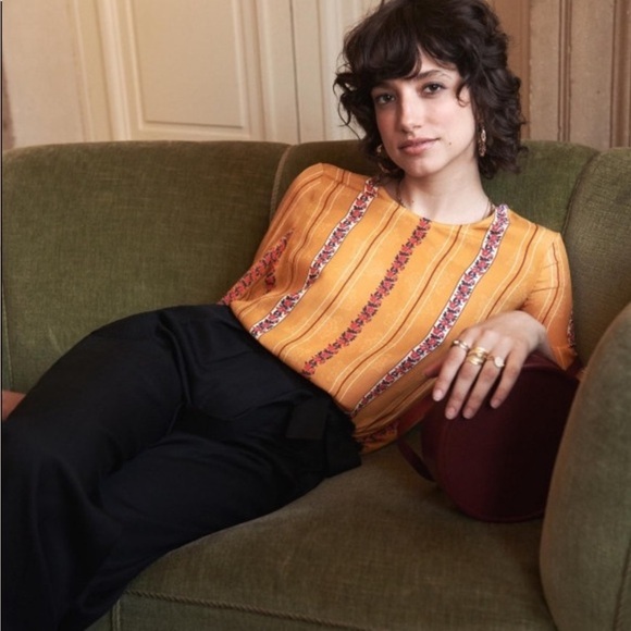 Sezane Tops - Sezane Mustard and Red Blouse